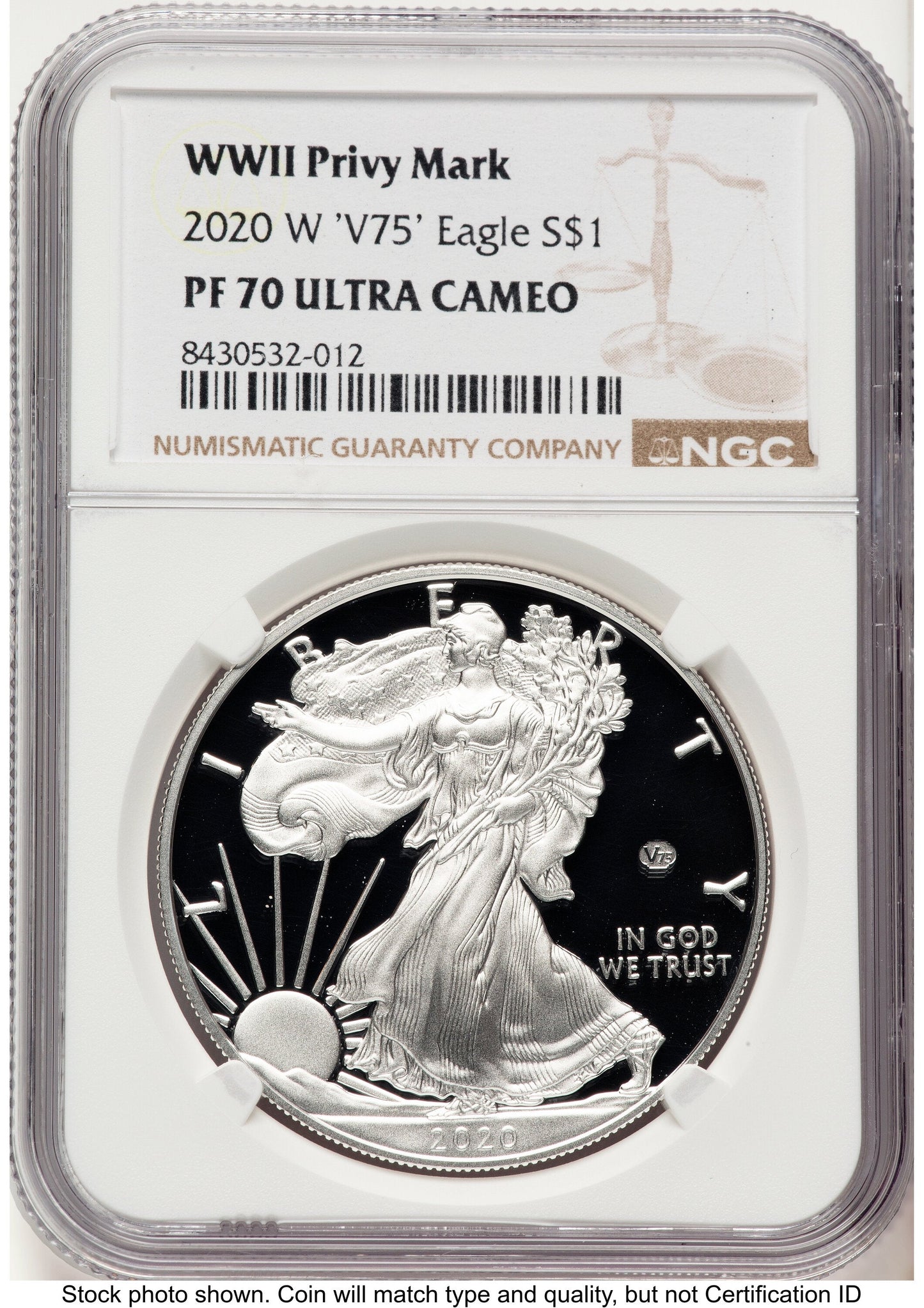 2020-W Proof Silver Eagle V75 Privy 1 oz Brown Label NGC PF70