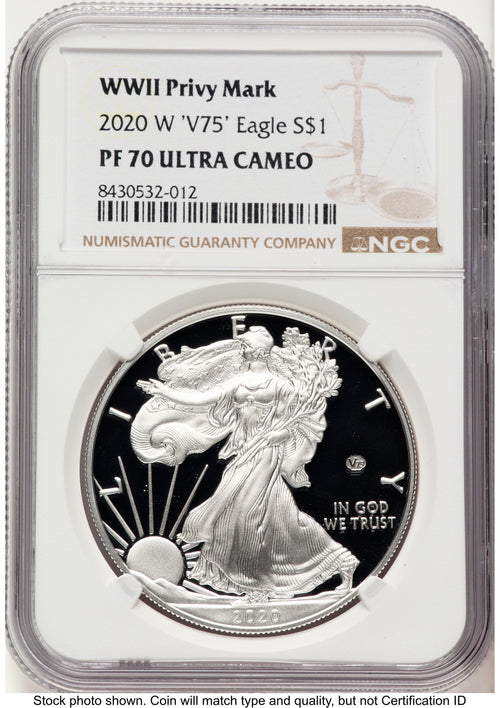 2020-W Proof Silver Eagle V75 Privy 1 oz Brown Label NGC PF70
