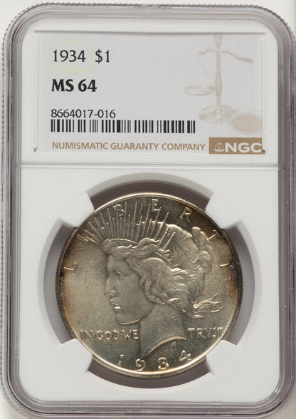 1934 Peace Dollar NGC MS64