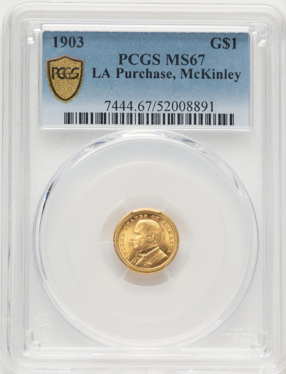 1903 G$1 MCKIN Blue Gradient Commemorative Gold PCGS MS67