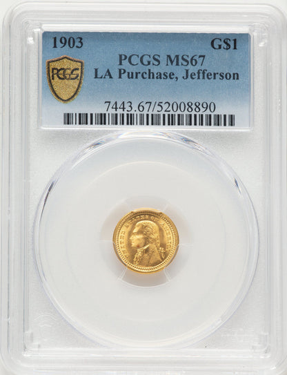 1903 G$1 JEFF Blue Gradient Commemorative Gold PCGS MS67
