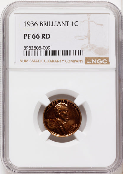 1936 1C TYPE 2 RD Proof Lincoln Cent NGC PR66