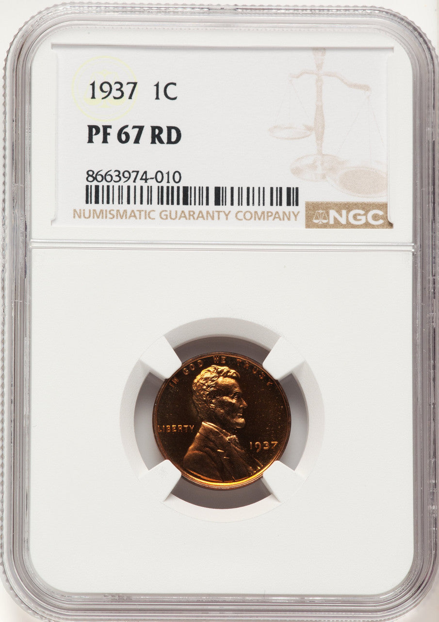 1937 1C RD Proof Lincoln Cent NGC PR67