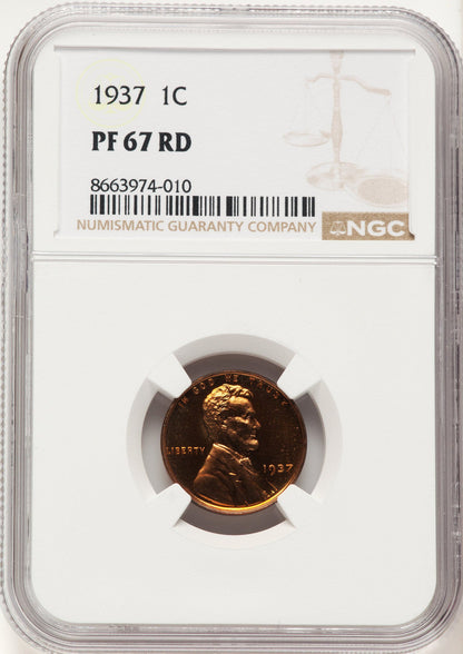 1937 1C RD Proof Lincoln Cent NGC PR67