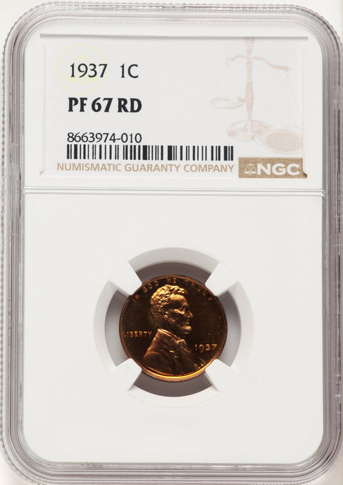 1937 1C RD Proof Lincoln Cent NGC PR67