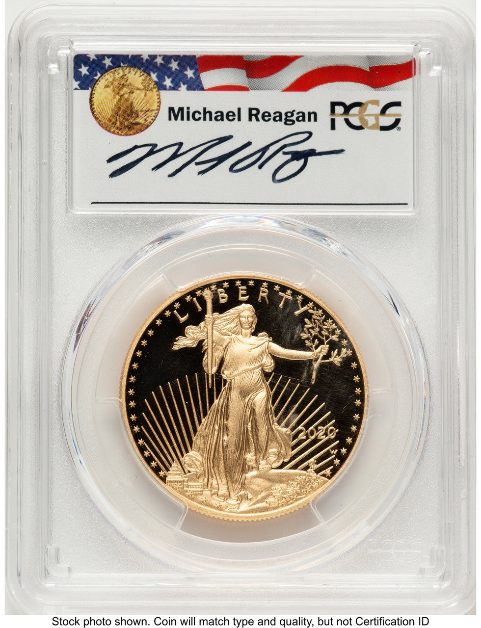 2020-W Proof Gold Eagle 1 oz FDI Reagan Legacy Series Michael Reagan PCGS PR70