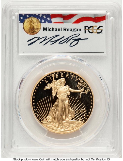 2020-W Proof Gold Eagle 1 oz FDI Reagan Legacy Series Michael Reagan PCGS PR70