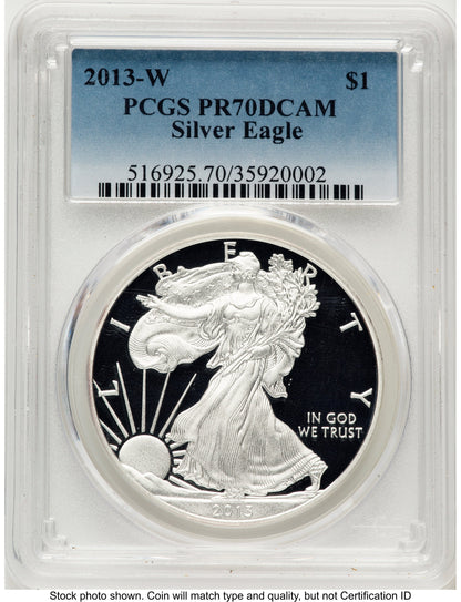 2013-W Proof Silver Eagle 1 oz Blue Gradient PCGS PR70