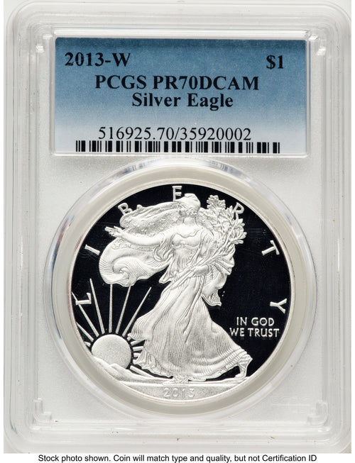 2013-W Proof Silver Eagle 1 oz Blue Gradient PCGS PR70