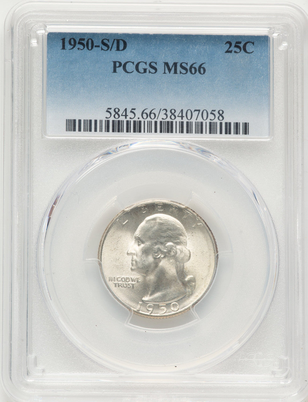 1950-S/D 25C Washington Quarter PCGS MS66