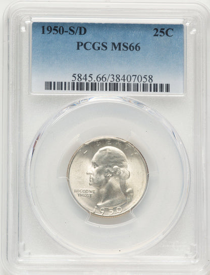 1950-S/D 25C Washington Quarter PCGS MS66