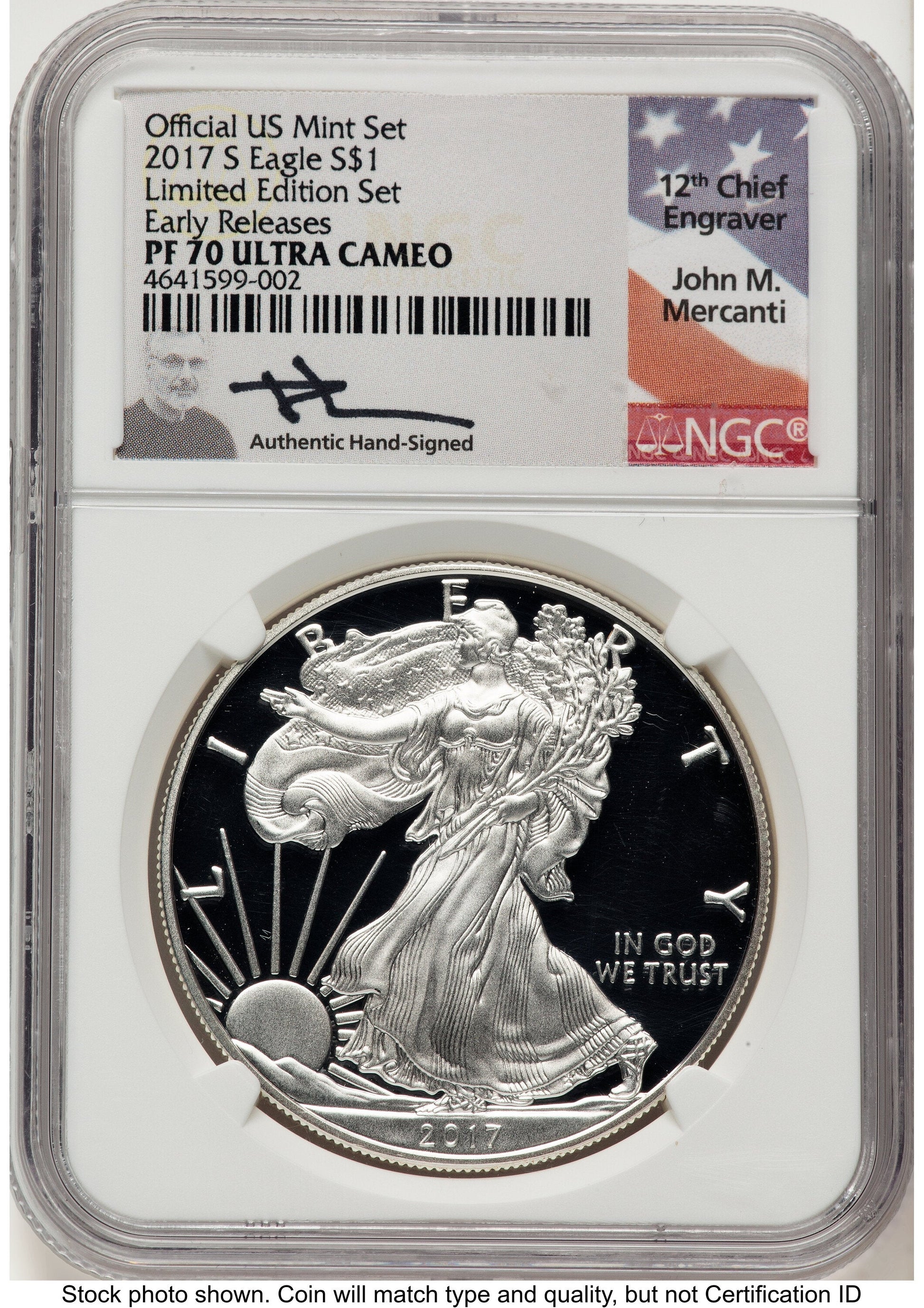 2017-S Proof Silver Eagle Limited Edition Proof Set 1 oz ER John NGC PF70 Mercanti