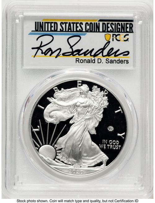 2020-W Proof Silver Eagle V75 Privy 1 oz FDI Ronald Sanders PCGS PR70
