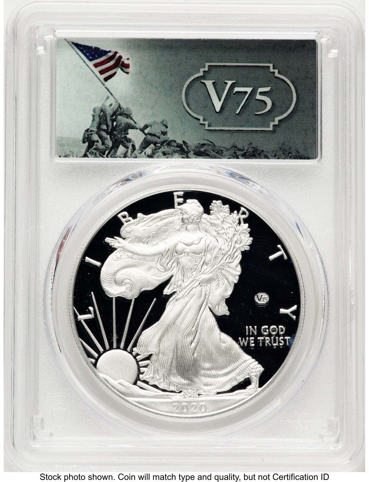 2020-W Proof Silver Eagle V75 Privy 1 oz FDI V75 Label PCGS PR70