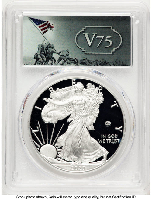 2020-W Proof Silver Eagle V75 Privy 1 oz FDI V75 Label PCGS PR70
