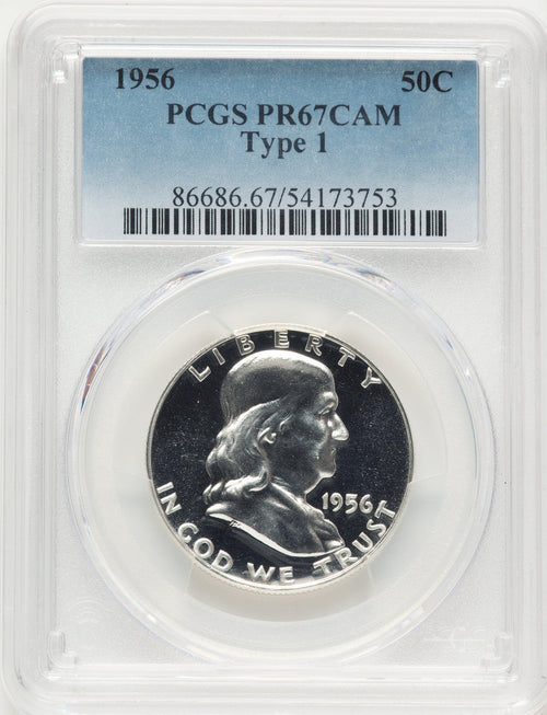 1956 50C Type 1 CA Proof Franklin Half Dollar PCGS PR67