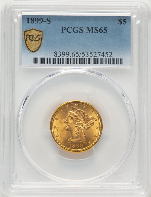 1899-S $5 Blue Gradient Liberty Half Eagle PCGS MS65