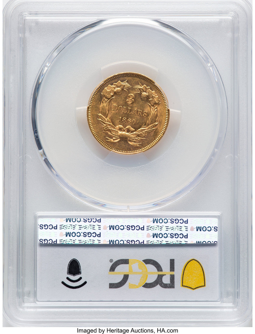 1860 $3 CAC Three Dollar Gold Pieces PCGS MS61