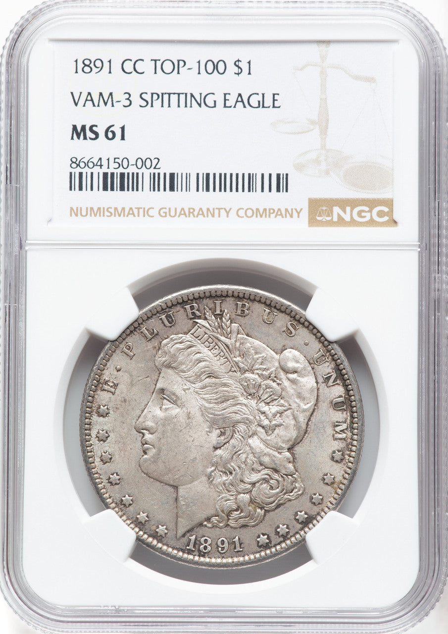 1891-CCVAM-3 Spitting Eagle Morgan Dollar NGC MS61