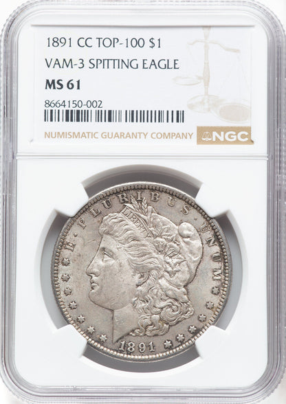 1891-CCVAM-3 Spitting Eagle Morgan Dollar NGC MS61