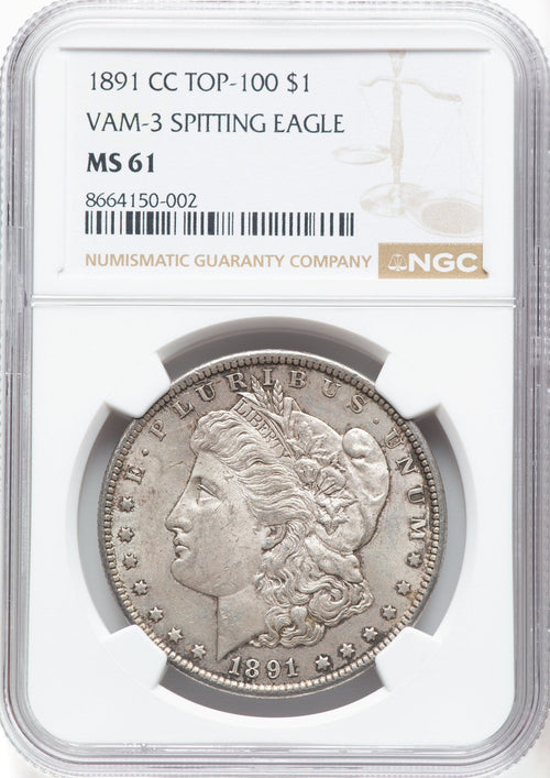 1891-CCVAM-3 Spitting Eagle Morgan Dollar NGC MS61