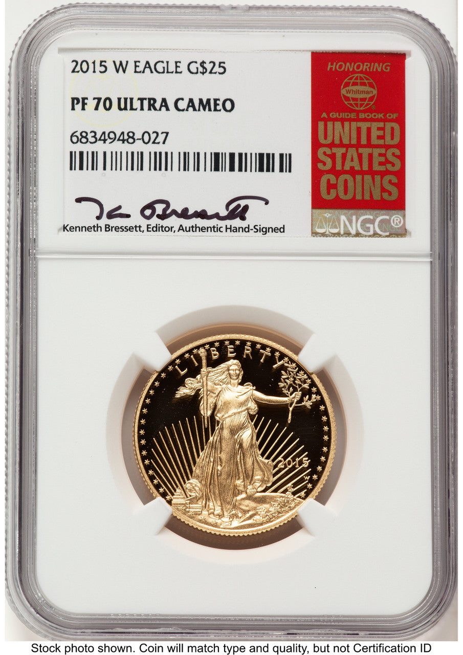 2015-W Proof Gold Eagle 1/2 oz Kenneth Bressett Red Book NGC PF70