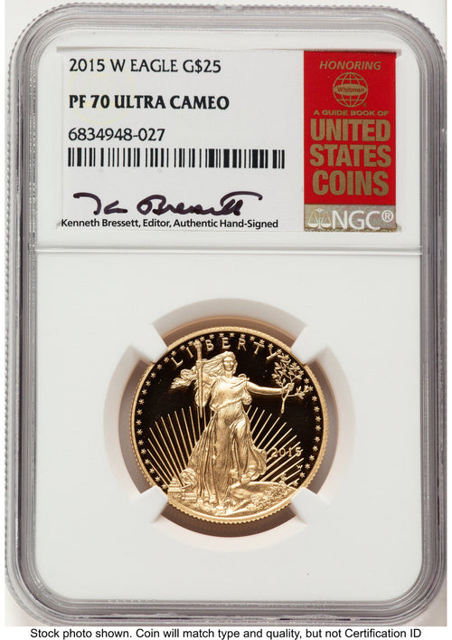 2015-W Proof Gold Eagle 1/2 oz Kenneth Bressett Red Book NGC PF70