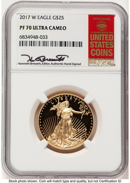 2017-W Proof Gold Eagle 1/2 oz Kenneth Bressett Red Book NGC PF70