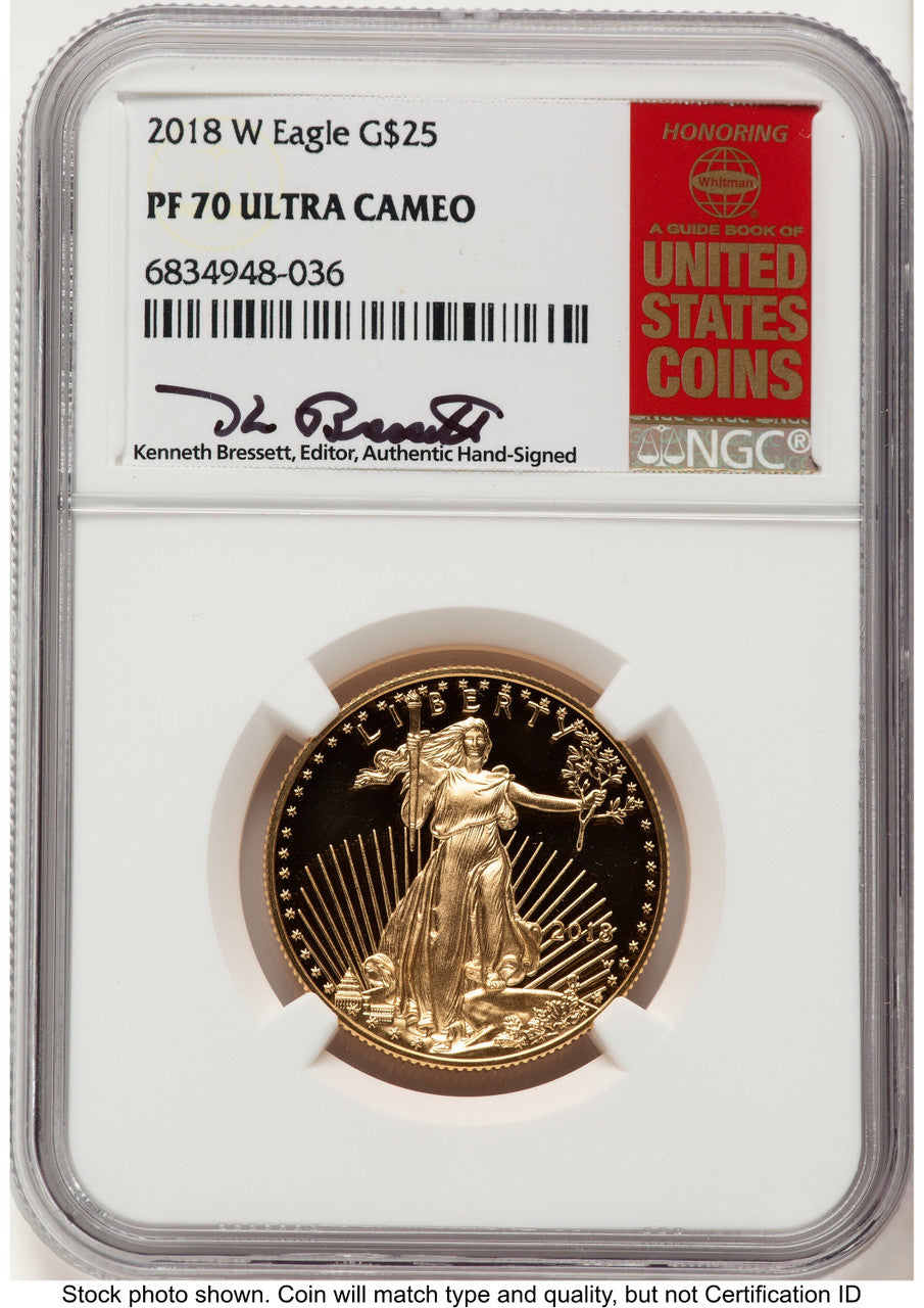 2018-W Proof Gold Eagle 1/2 oz Kenneth Bressett Red Book NGC PF70