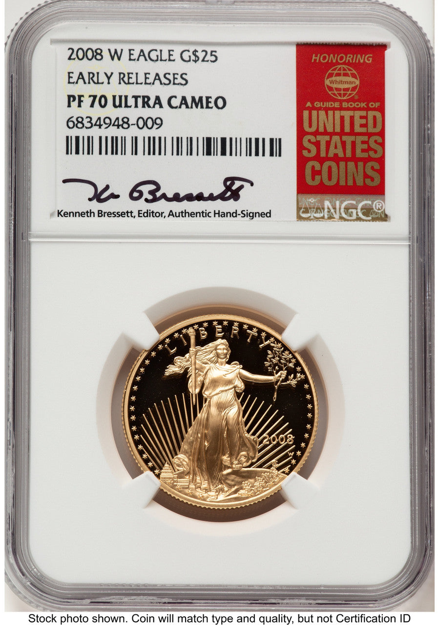 2008-W Proof Gold Eagle 1/2 oz ER Kenneth Bressett Red Book NGC PF70