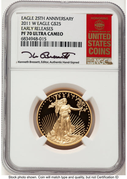 2011-W Proof Gold Eagle 1/2 oz ER Kenneth Bressett Red Book NGC PF70