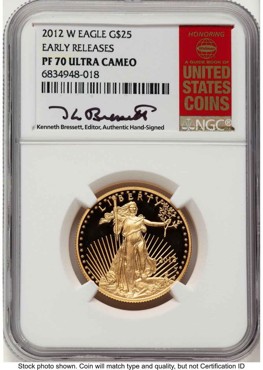 2012-W Proof Gold Eagle 1/2 oz ER Kenneth Bressett Red Book NGC PF70