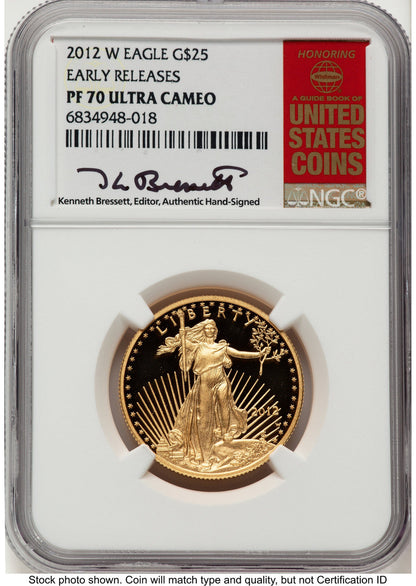 2012-W Proof Gold Eagle 1/2 oz ER Kenneth Bressett Red Book NGC PF70