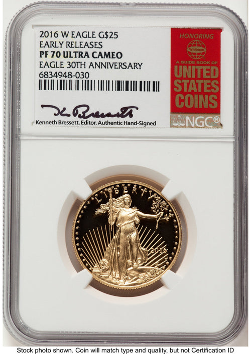 2016-W Proof Gold Eagle 1/2 oz ER Kenneth Bressett Red Book NGC PF70
