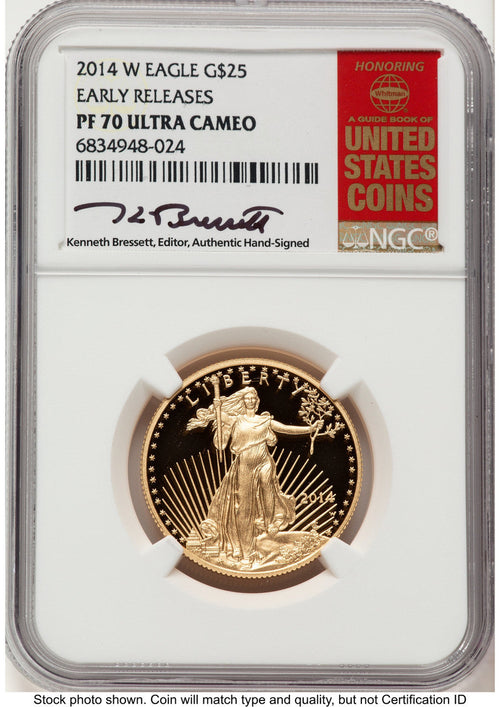 2014-W Proof Gold Eagle 1/2 oz ER Kenneth Bressett Red Book NGC PF70