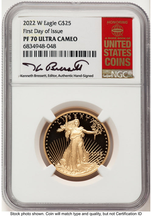 2022-W Proof Gold Eagle 1/2 oz FDI Kenneth Bressett Red Book NGC PF70
