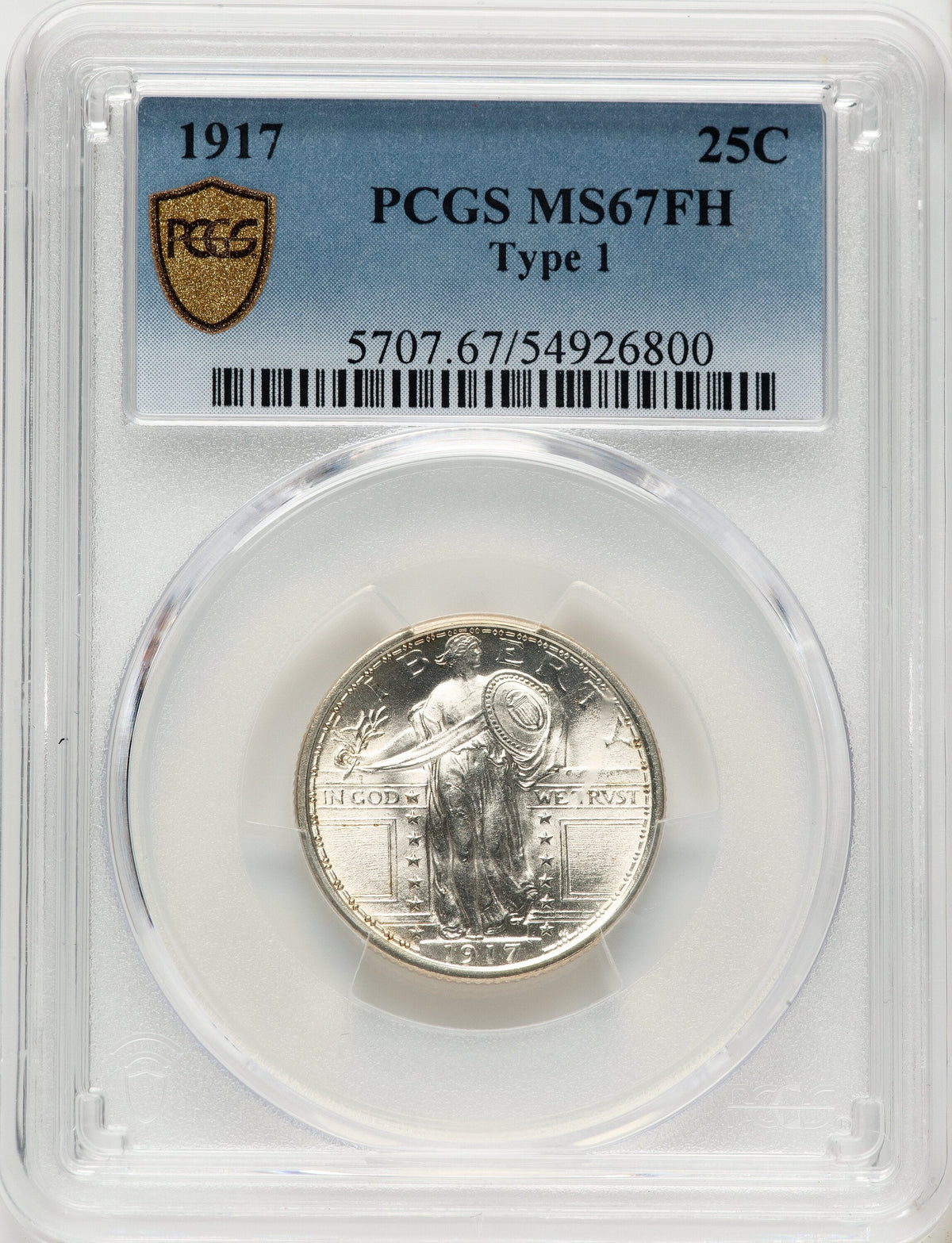 1917 T-1 FH Standing Liberty Quarter PCGS MS67