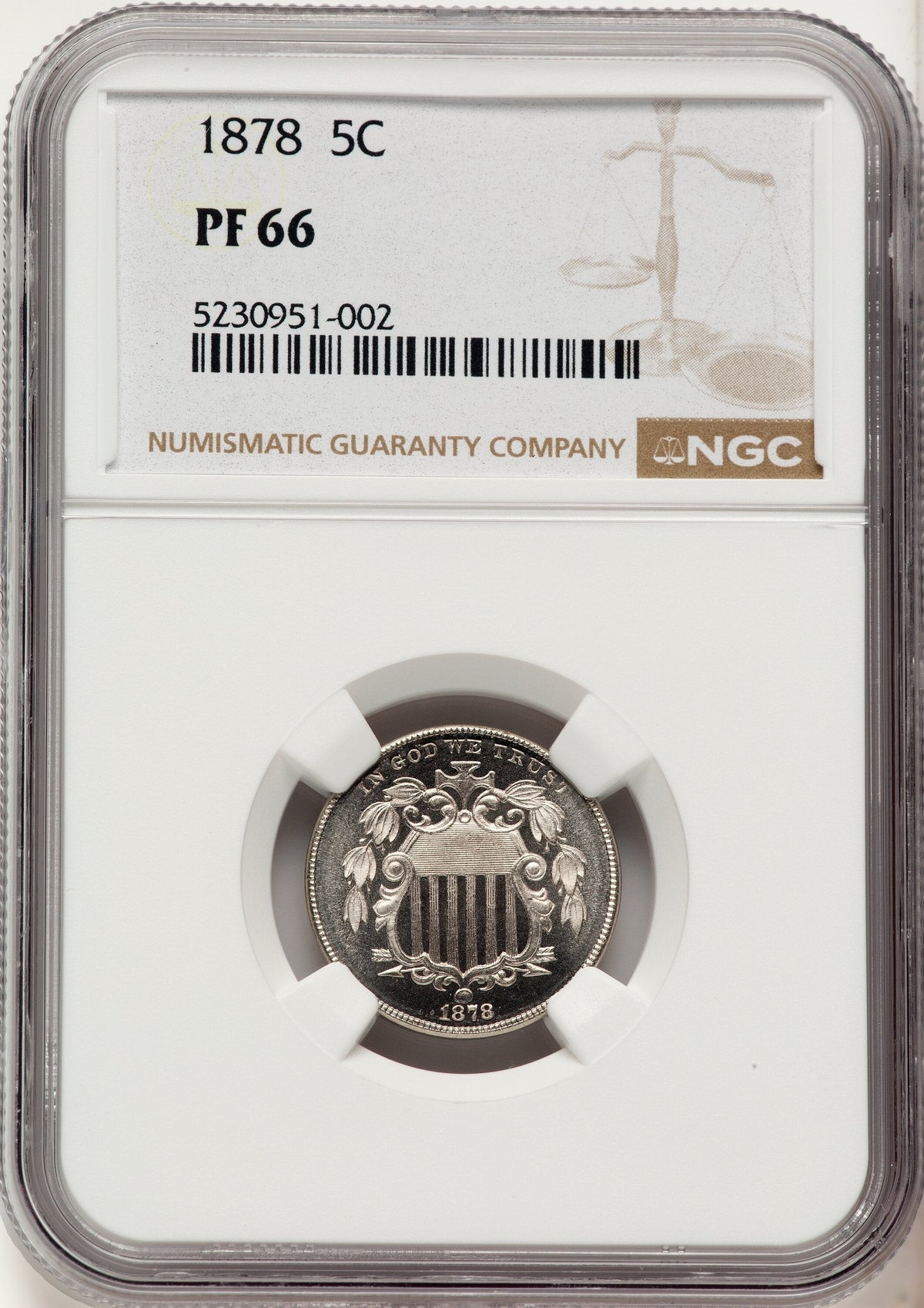 1878 5C Proof Shield Nickel NGC PR66