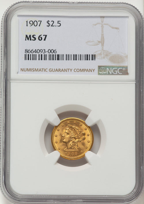 1907 $2.50 Liberty Quarter Eagle NGC MS67