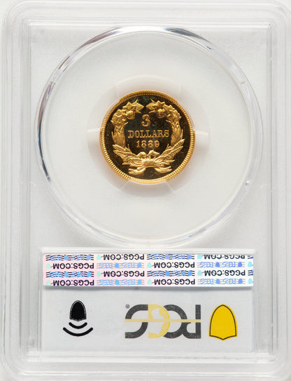 1889 $3 CA Proof Three Dollar Gold Pieces PCGS PR65