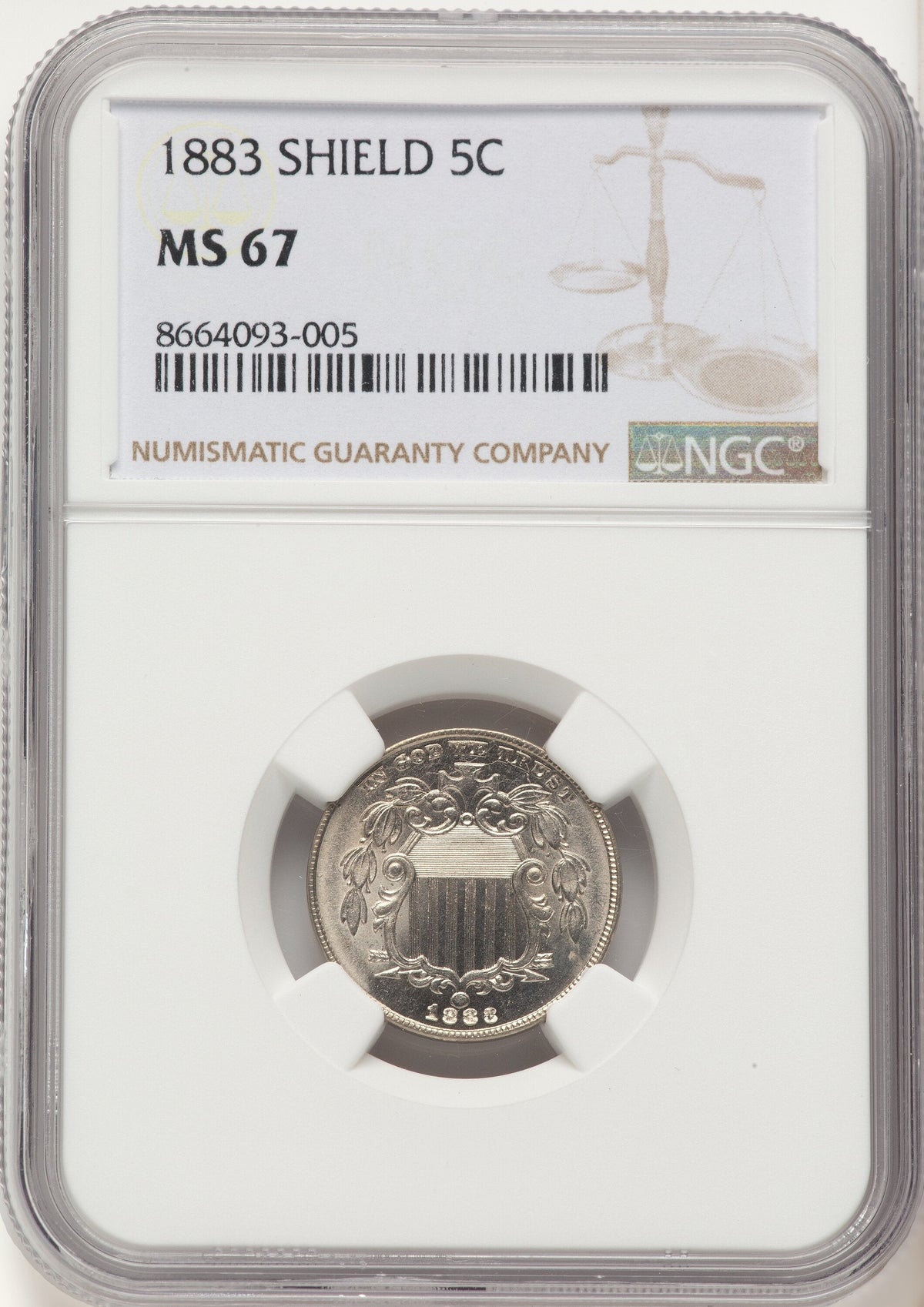 1883 5C Shield Shield Nickel NGC MS67