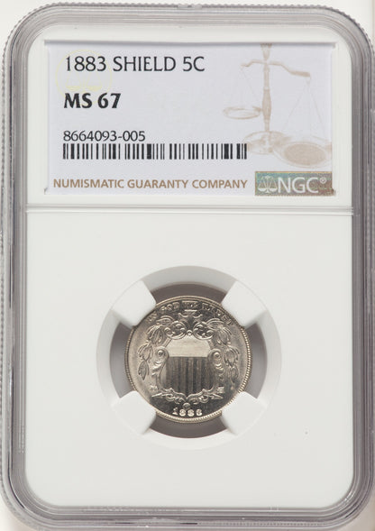 1883 5C Shield Shield Nickel NGC MS67