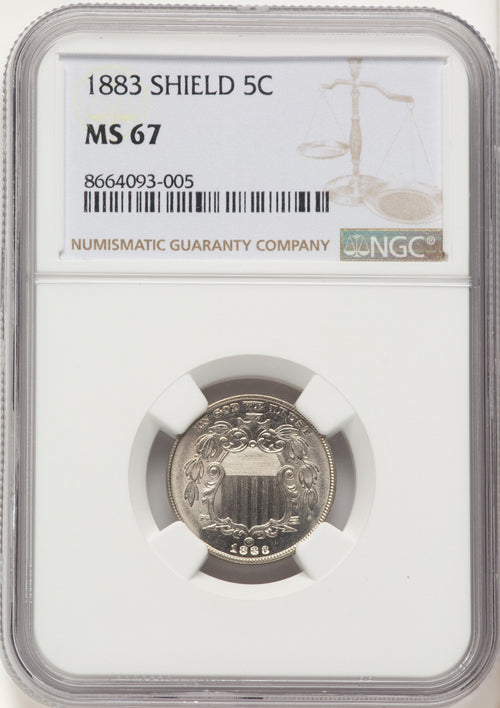 1883 5C Shield Shield Nickel NGC MS67