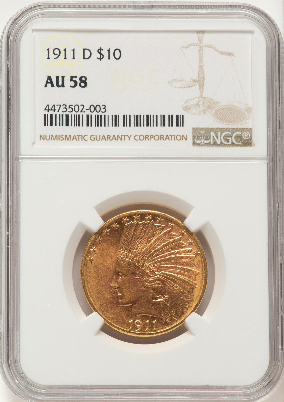 1911-D $10 Indian Eagle NGC AU58