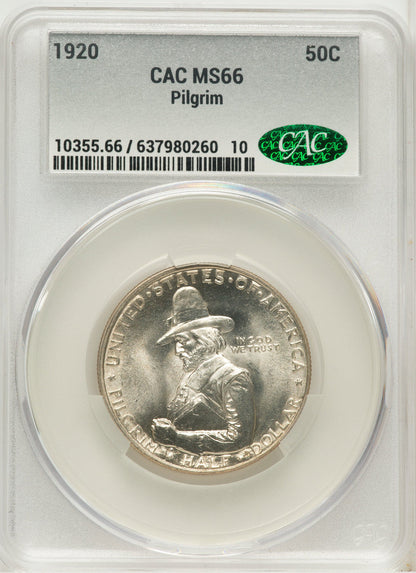 1920 50C Pilgrim Commemorative Silver CACG MS66
