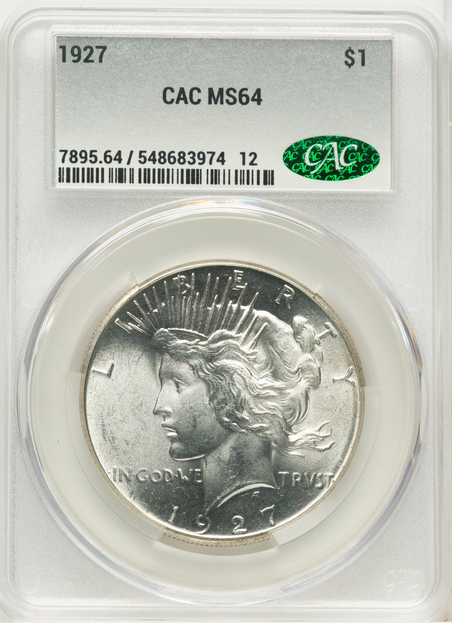 1927 Peace Dollar CACG MS64