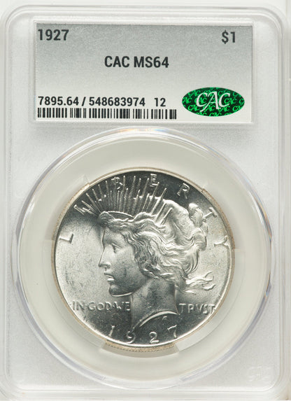 1927 Peace Dollar CACG MS64