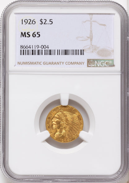 1926 $2.50 Indian Quarter Eagle NGC MS65