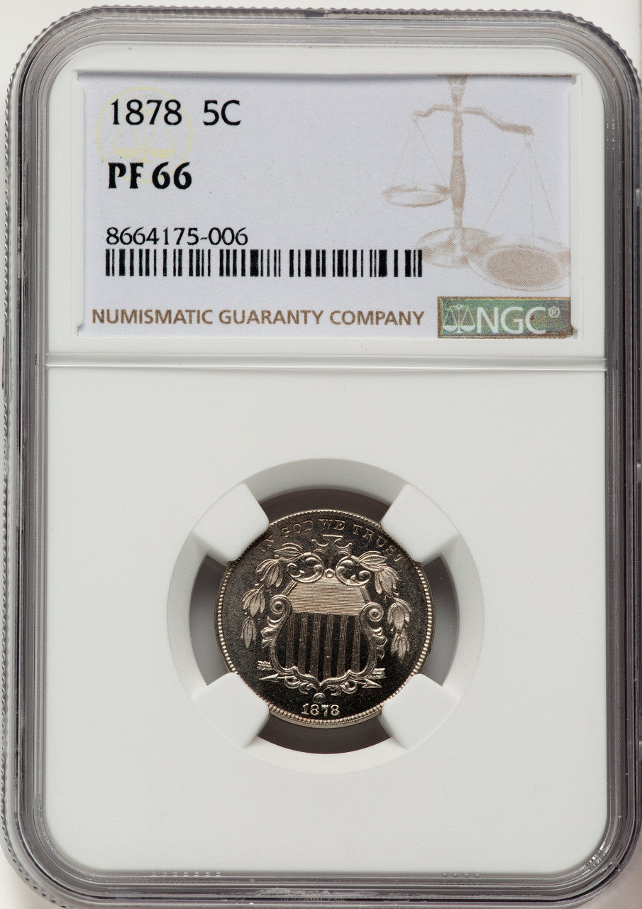 1878 5C Proof Shield Nickel NGC PR66