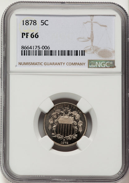 1878 5C Proof Shield Nickel NGC PR66